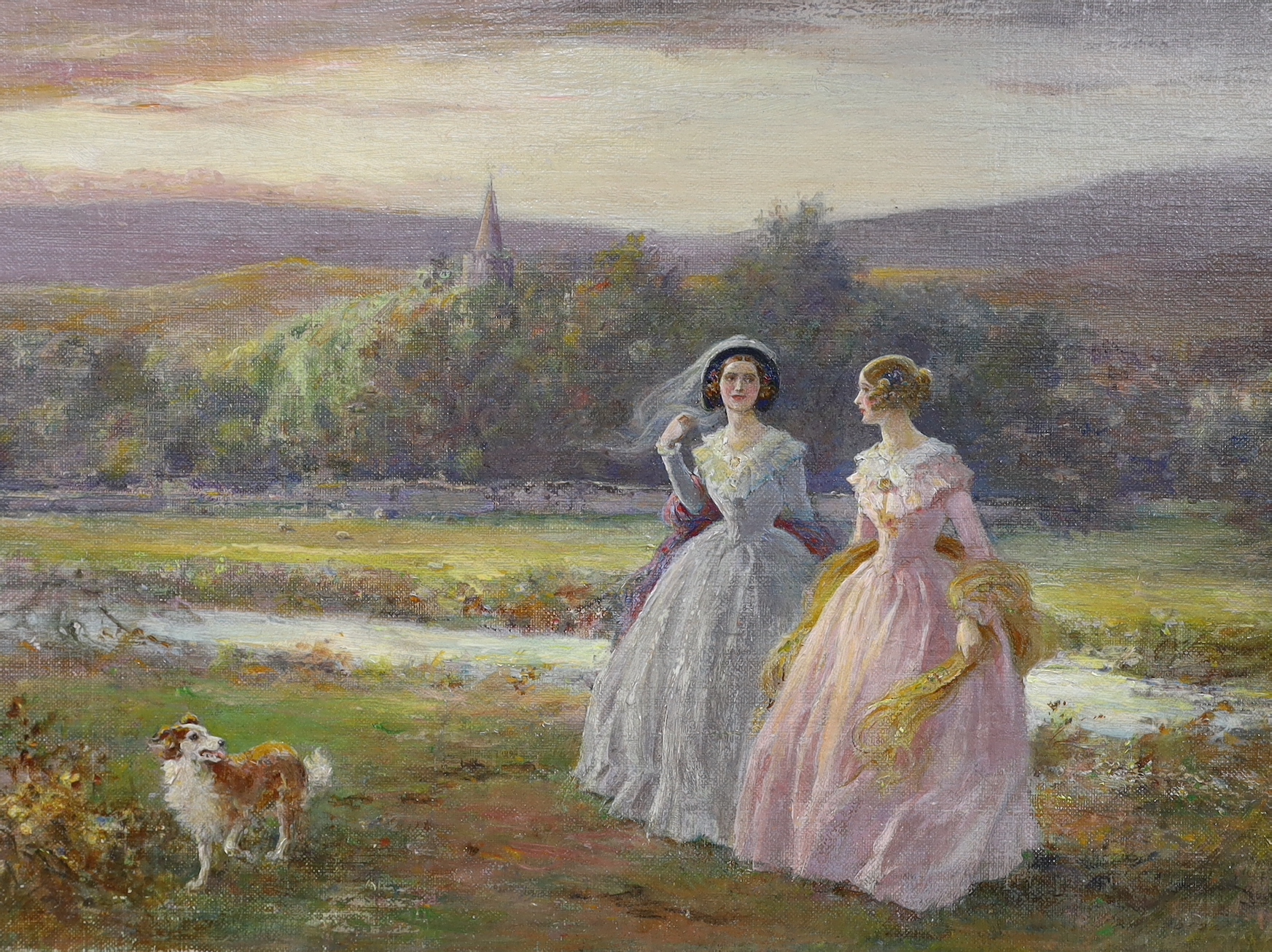 Henry Stephen 'Hal' Ludlow (1861-1947), oil on board, 'In Peaceful Times', signed with label verso, 29.5 x 40.5cm, unframed
